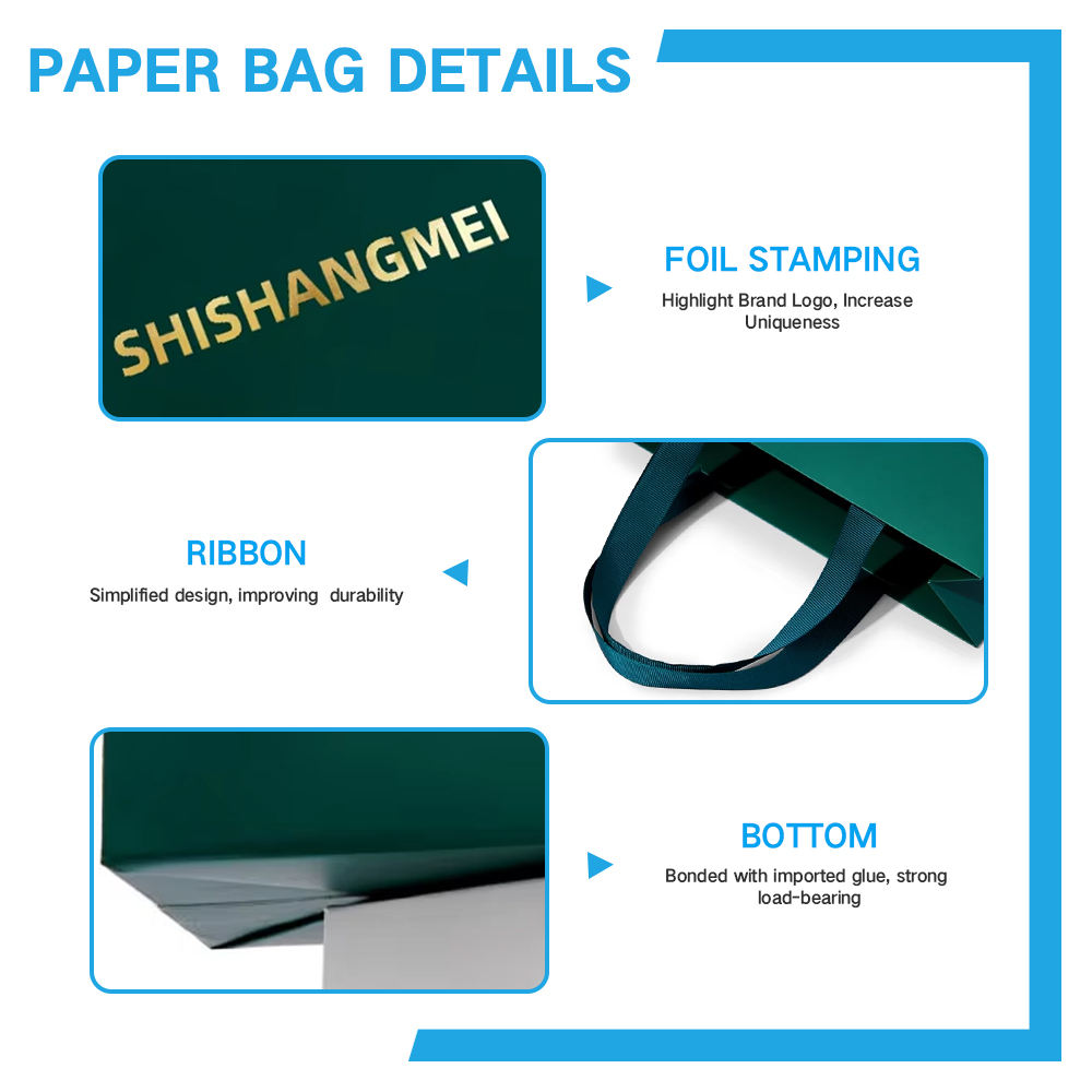 Cosmetics Clothes Packaging Paper Bag Personalized Green Luxury Custom Paper Shopping Bags