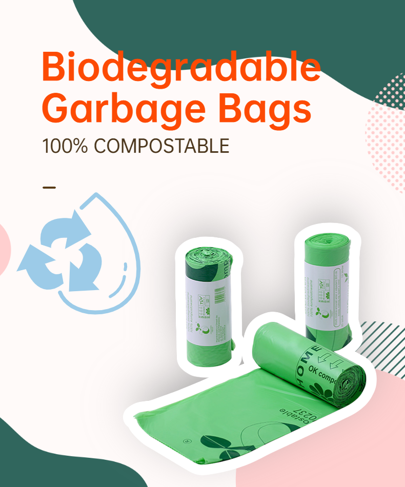 Factory Wholesale Customized Compostable Big Trash Bag Heavy Duty Biodegradable Black Bin Bags Rubbish Garbage Bags Roll EN13432