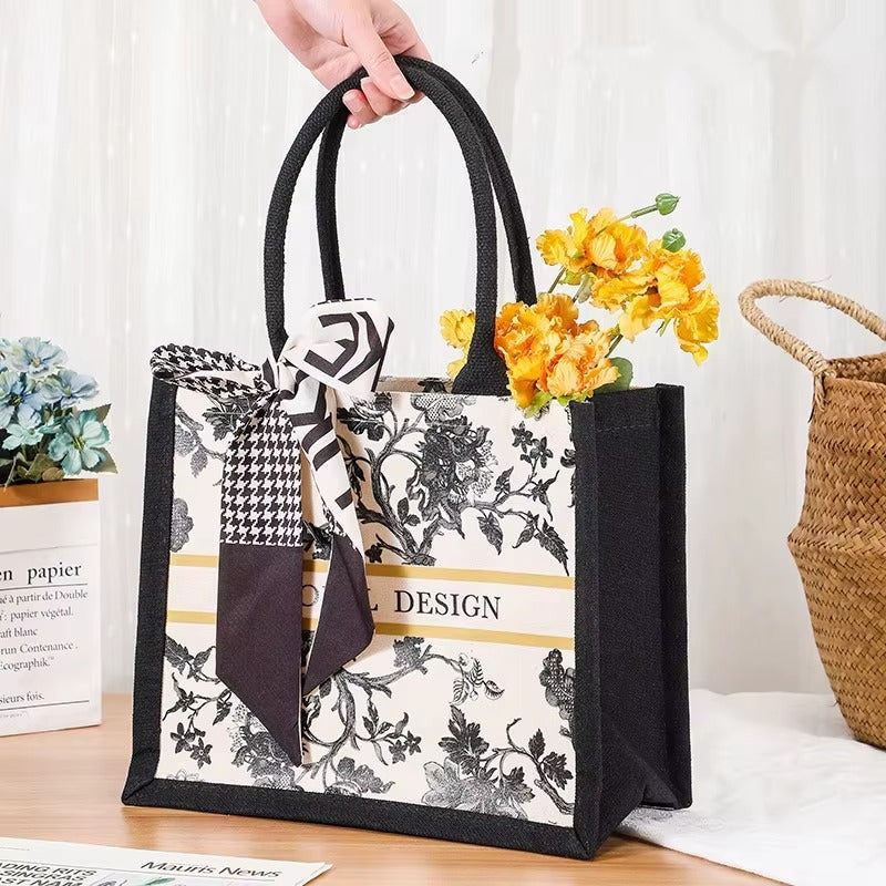 Free Samples Custom Logo 3D Laminated Material Black Canvas Shoulder Tote Gift Bag With Cotton Handle Zipper Closure Logo