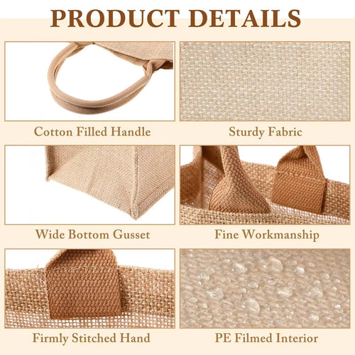 Free Samples Cheap Reusable Custom Logo Printed Grocery Shopping Burlap Jute 3D Laminated Material Tote Bag With Handle