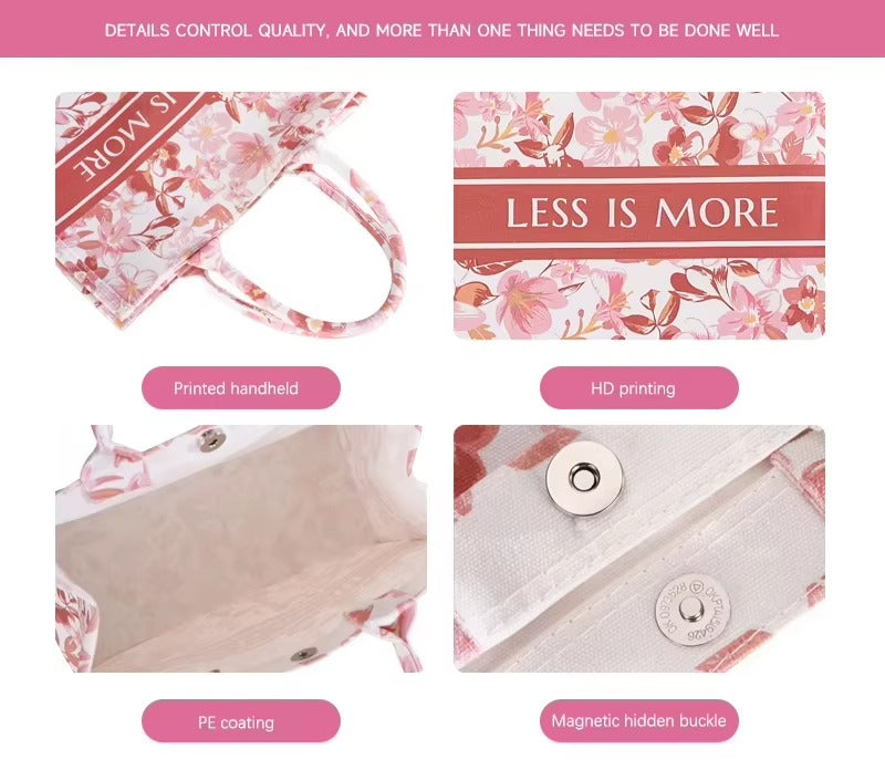 Free Samples Large Reusable Tote Canvas Handbag  with 3D Laminated Material Natural Fibers