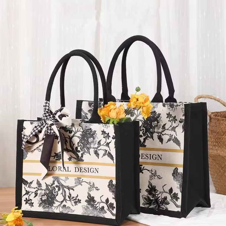 Free Samples Custom Logo 3D Laminated Material Black Canvas Shoulder Tote Gift Bag With Cotton Handle Zipper Closure Logo