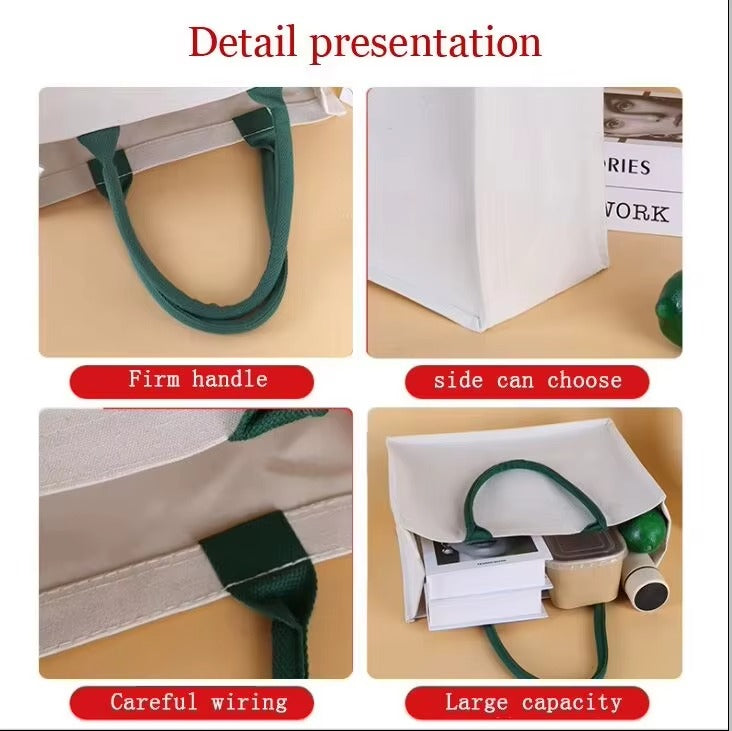 Free Samples Large Reusable Tote Canvas Handbag  with 3D Laminated Material Natural Fibers