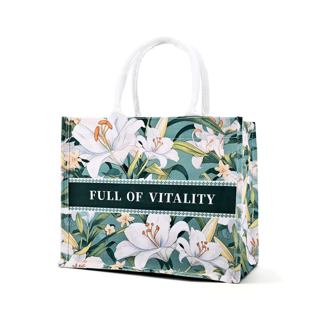 Free Samples Custom 3D Laminated Material Canvas Shoulder Handbag Eco Friendly Book Canvas Tote Bag With Your Brand Logo