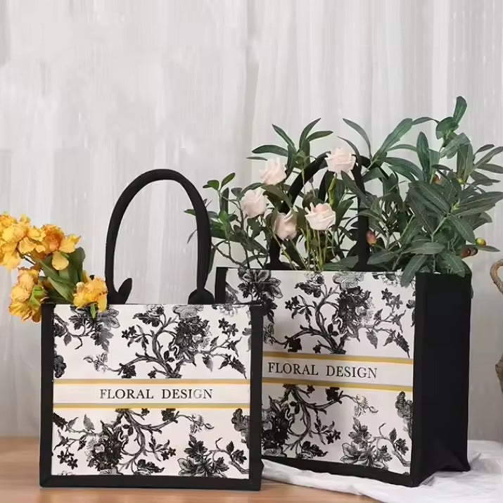 Free Samples Custom Logo 3D Laminated Material Black Canvas Shoulder Tote Gift Bag With Cotton Handle Zipper Closure Logo